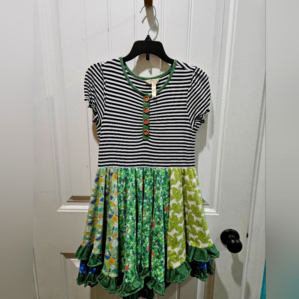 Matilda Jane Black and Green Striped Kids Dress